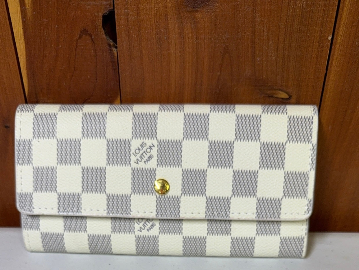 LV White Checkered Wallet