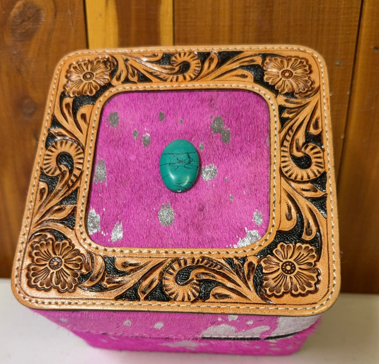 Pink Cowhide Jewelry case