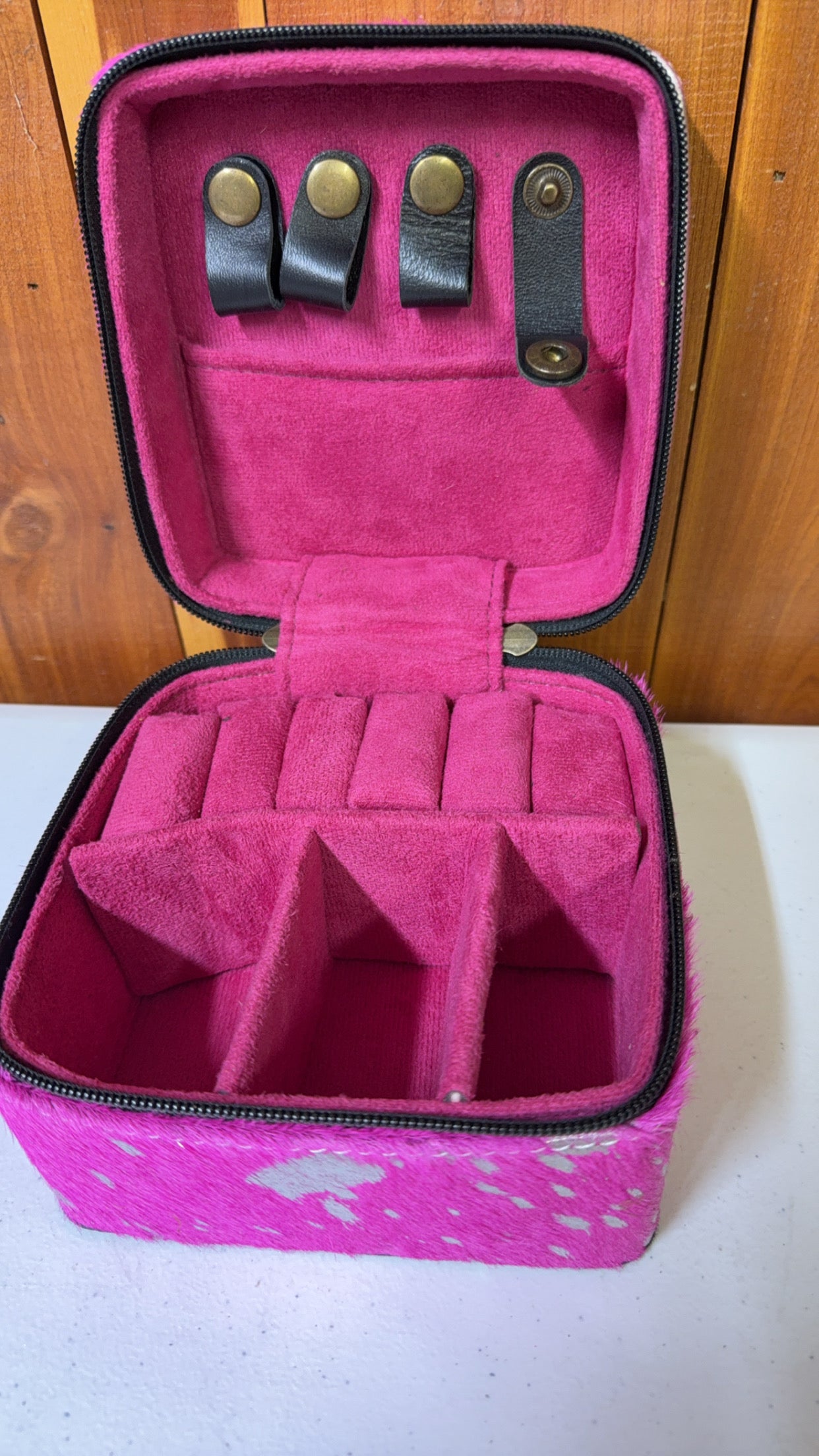 Pink Cowhide Jewelry case