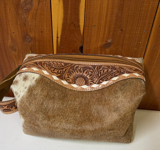 Brown Cowhide Makeup bag