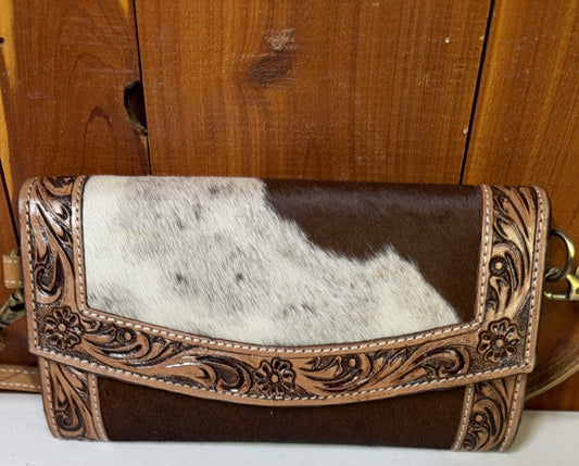 Brown Cowhide wallet/ Crossbody